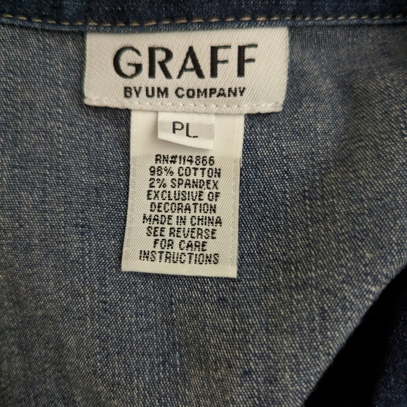 Graff By Um Denim Embroidered Jacket Sz PL - Picture 4 of 7